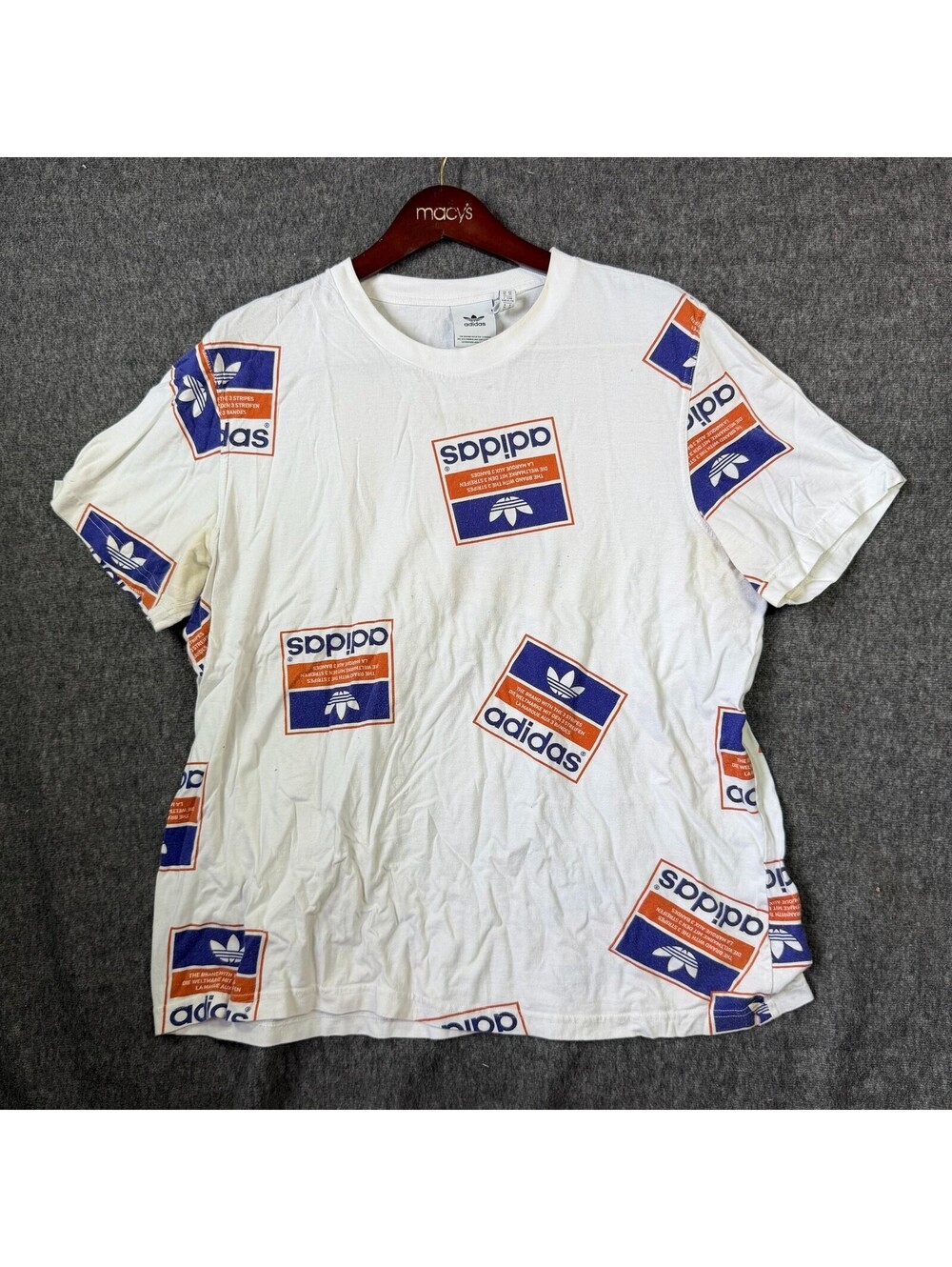 Adidas Originals Graphic Shirt Mens XL White Allover Trefoil Logo Tee Print